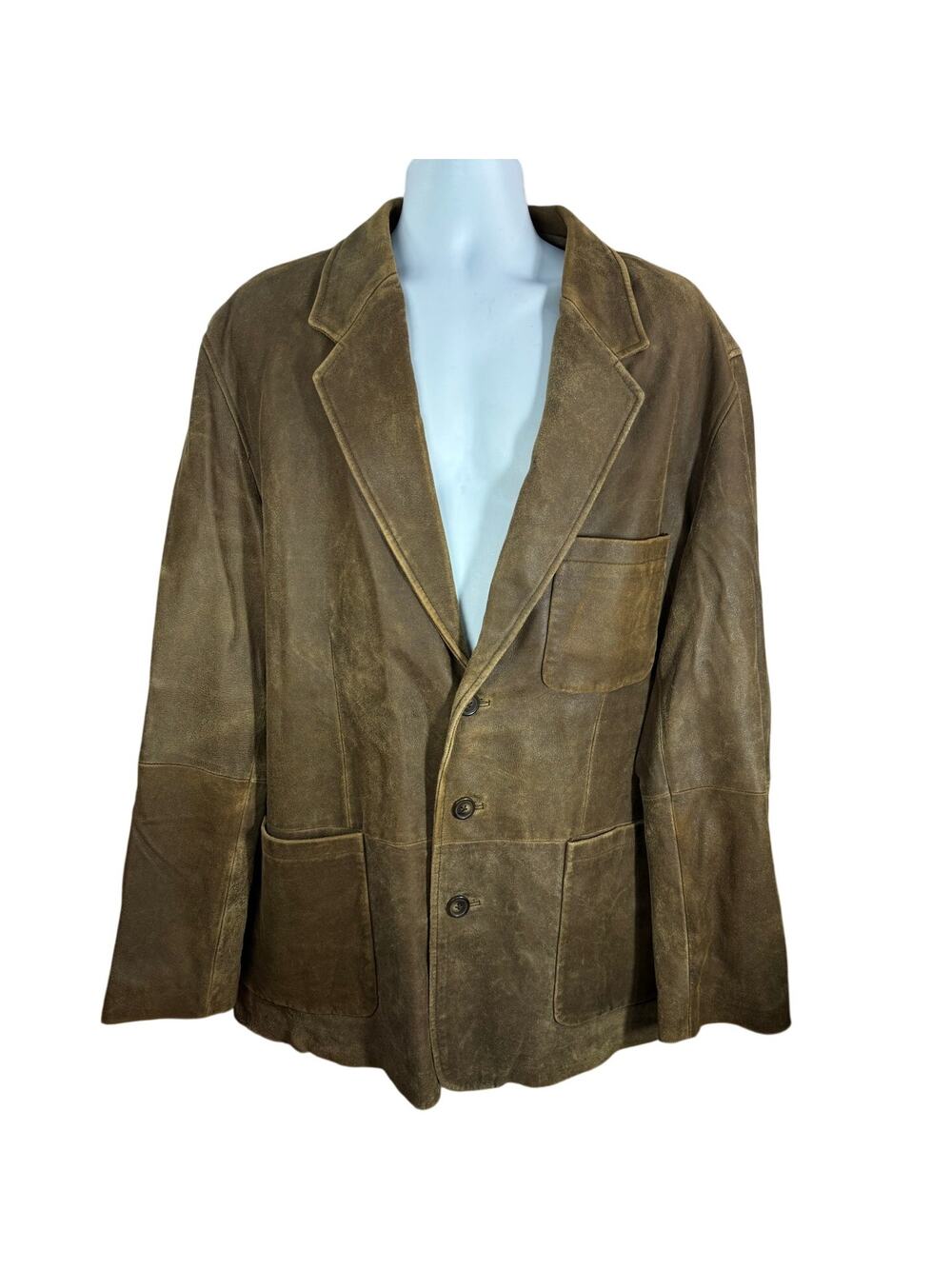 The Territory Ahead XL Pebbled Leather Blazer 3 Button Jacket Vintage Sport Coat